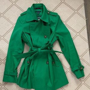 Tommy Hilfiger Green Trench Coat size Large, y2k rain moment, st Patrick’s day☘️